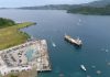 Tampak Gambar Udara Kapal .Nusantara 2 saat akan masuk di Pelabuhan Peti Kemas Depapre Kabupaten Jayapura ( Foto ; Nesta Makuba )