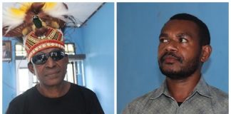 Ketua Dewan Adat Keerom Jack Makawa (kanan) dan Sekretaris Umum Dewak Adat Keerom Raymond May (kri), foto : nesta/jeratpapua.org