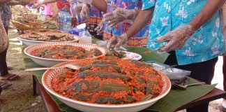 Kuliner Swamening saat di tampilkan Mama di Lembah Grime Nawa Kampung Brab Distrik Nimbokrang, foto : nesta /jeratpapua.orag