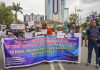 Komunitas Jurnalis Papua saat menggelar aksi Penolakan UU KUHP terhadap kebebasan berekpresi , foto : nesta /jeratpapua.org